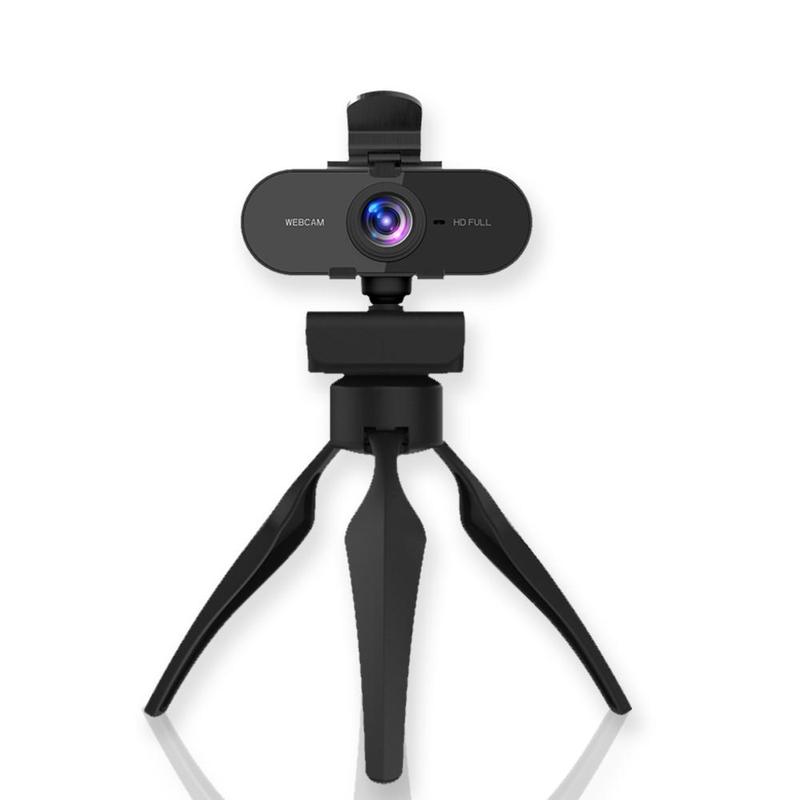 1080P HD Webcam, Computer Webcam, PC Webcam with Built-in Microphone, 360-Degree Rotation Triangle Stand Webcam with Privacy Cover 0