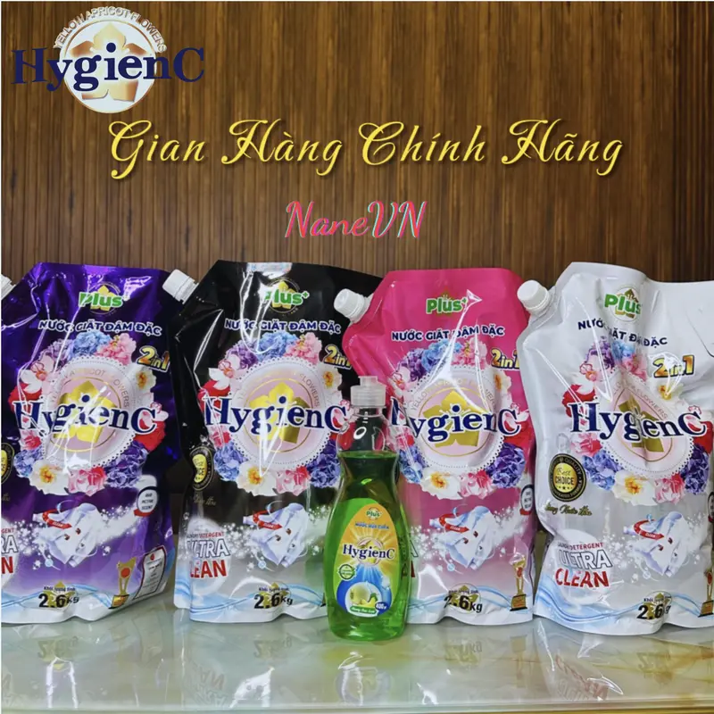 Hot [ComBo 3 Túi] Nước giặt HygienC Plus đậm đặc công nghệ thái lan - Dung tích 2600ml Làm Sạch (Tặng 1 Chai BoDymist - 2 túi xả 200ml - 1chai Xịt Thơm) 2