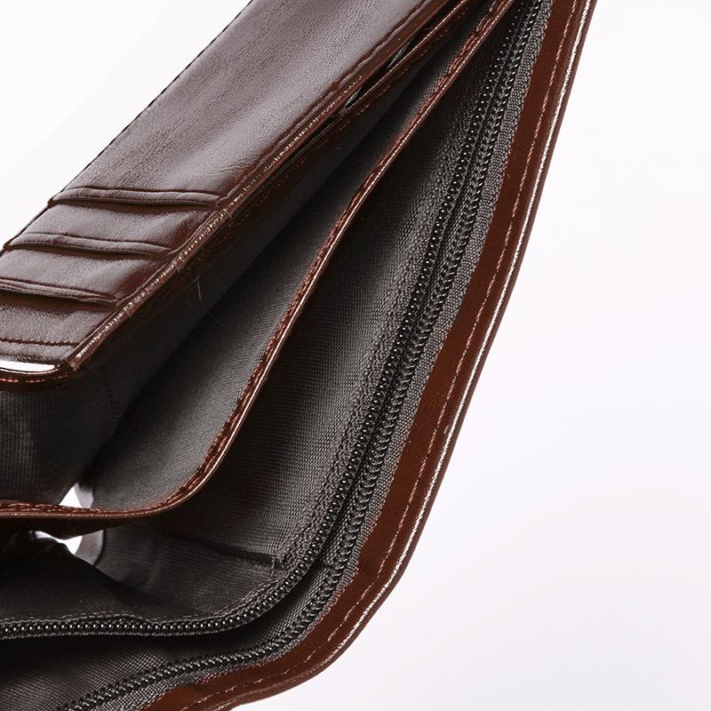 BOSTANTEN Dompet Pria Koin Ritsleting Kulit PU Tiga Kali Lipat Hitam/Coklat/Kopi 5