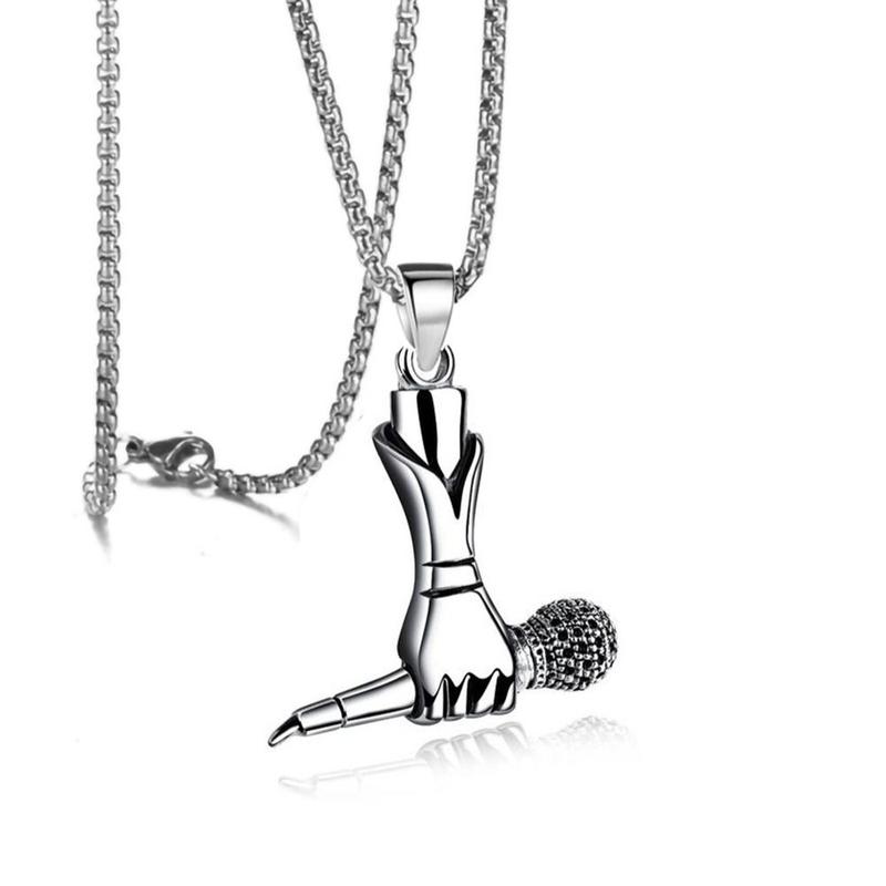 Product Introduction of New Titanium Steel Microphone Necklace Waterproof Pendant Necklace Hip Hop Necklace Men Women 8