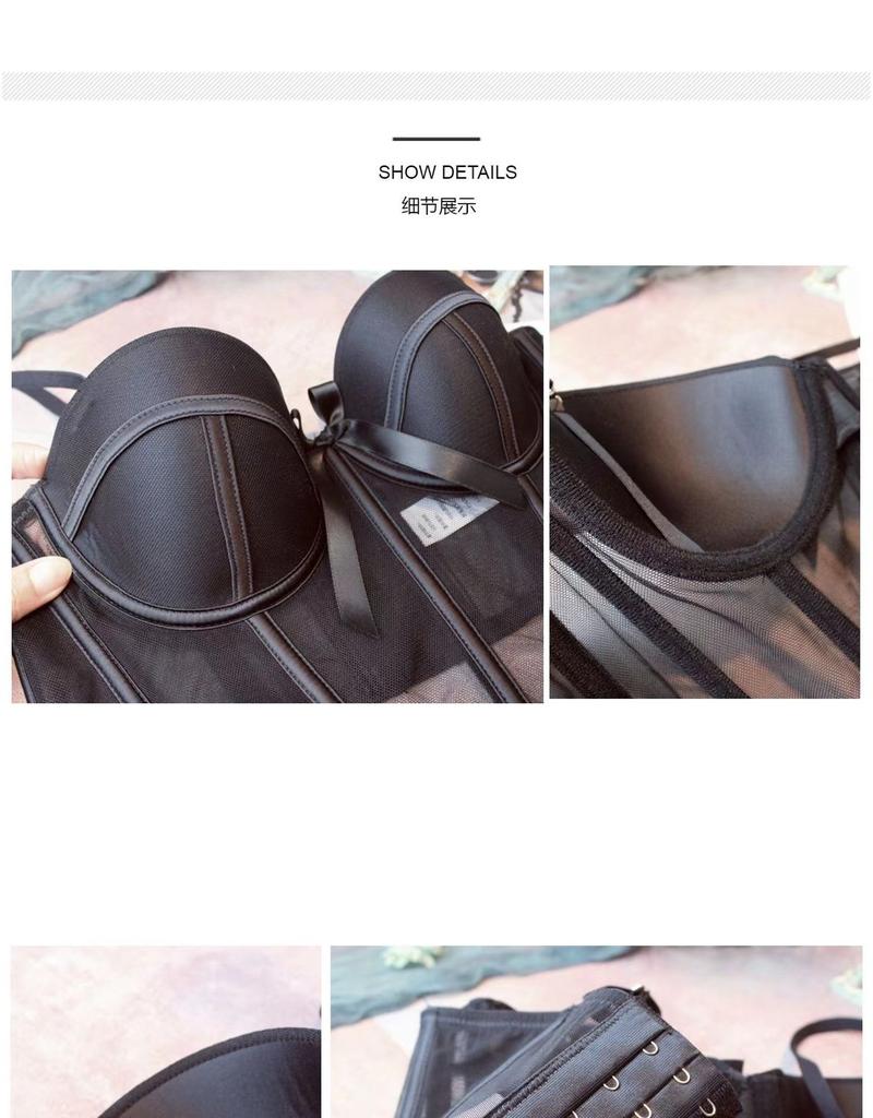 Product Introduction of Vintage Lingerie For Girls Half Cup Thin Breathable Mesh Hold Up Sexy Bra Set 22