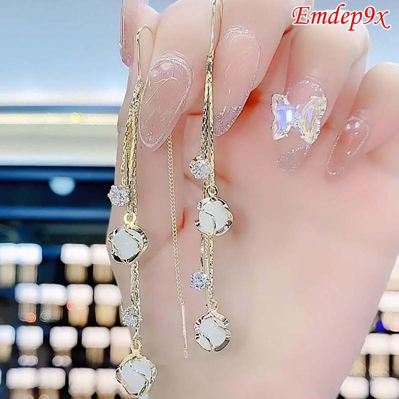 Bông tai đính ngọc tua rua trẻ trung MSC621RA614 - trăng sao, giả