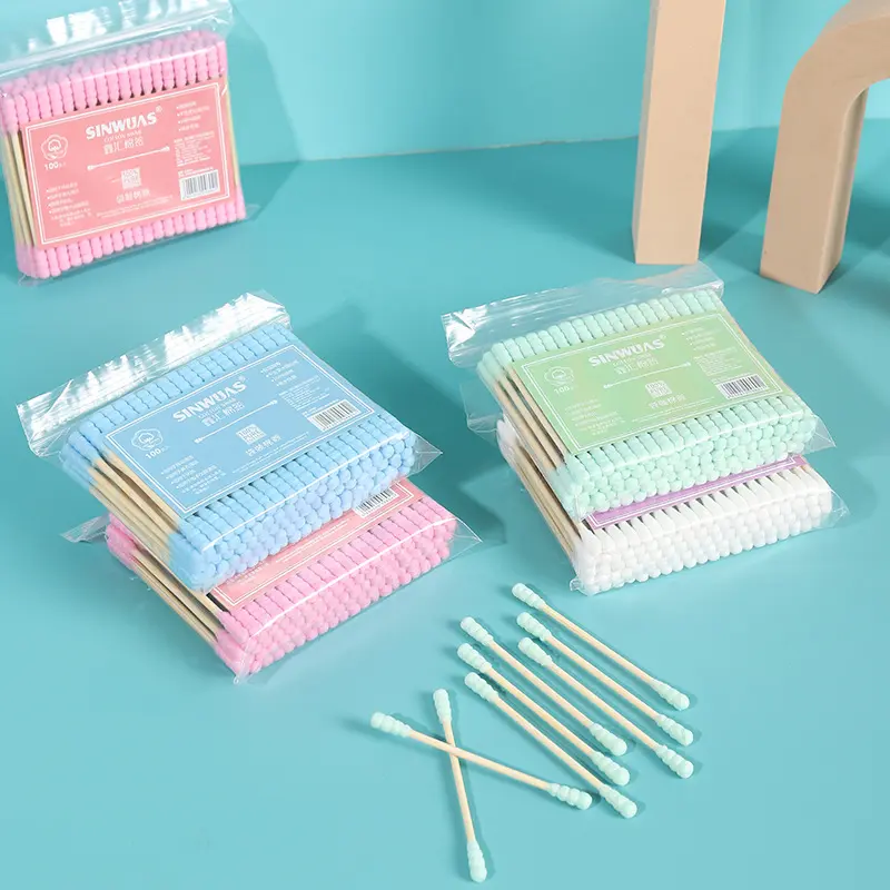 100Pcs Pointed Handy Cotton Swabs Women Health Makeup q Tip Bamboo Stick Double-ended Cotton Swab Cotton Sticker Cosmetic Beauty Swabs Ear Clean Cotton Buds Ear Cotton Bud