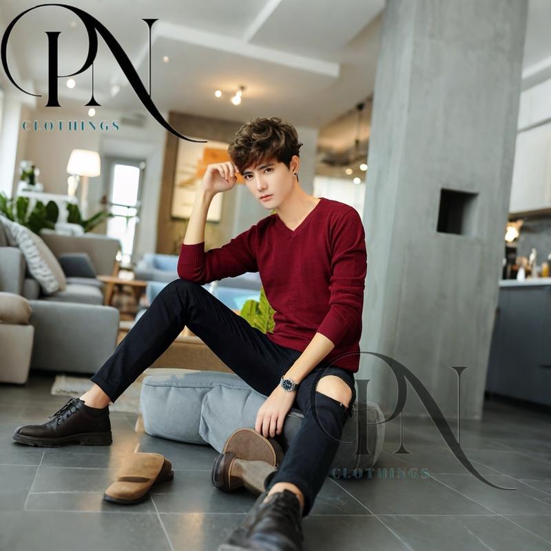Áo len nam cổ tim PN cao cấp chất liệu cotton phong cách Hàn Quốc AL14 Menswear