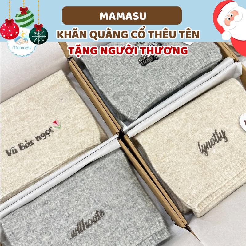 THÊU TÊN MamaSu Khăn Len Thêu Tên Theo Yêu Cầu Phong Cách Hàn Quốc 160cm x 25cm Chất Liệu Len Mềm Mịn Giữ Ấm Tốt Quà Tặng Ý Nghĩa Cho Bạn Gái Bạn Trai Ngày Giáng Sinh Sinh Nhật Valentine