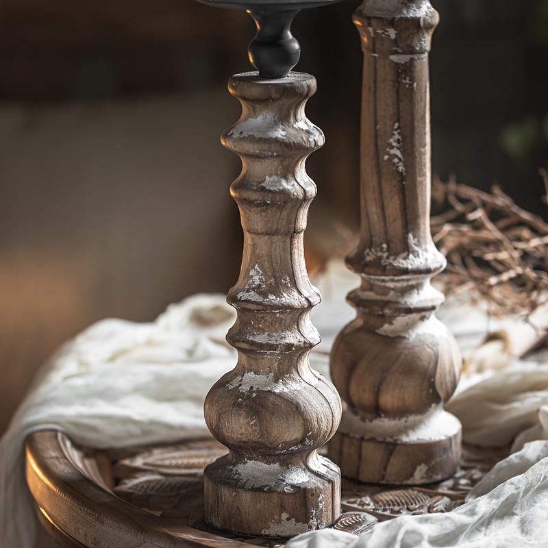 Product Introduction of Retro Style Solid Wood and Iron Candlestick-Polished Flower Pattern for Home Decoration 8