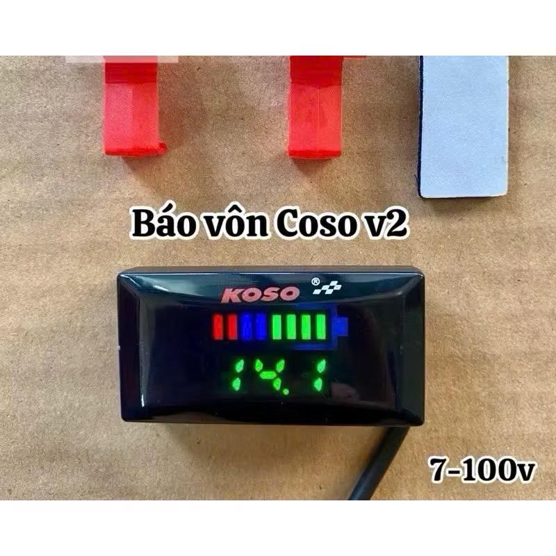 Báo vol koso V2.  7-150v chống nước độ xe điện xe máy kèm pát gắn  (tặng kèm cầu đấu dây)