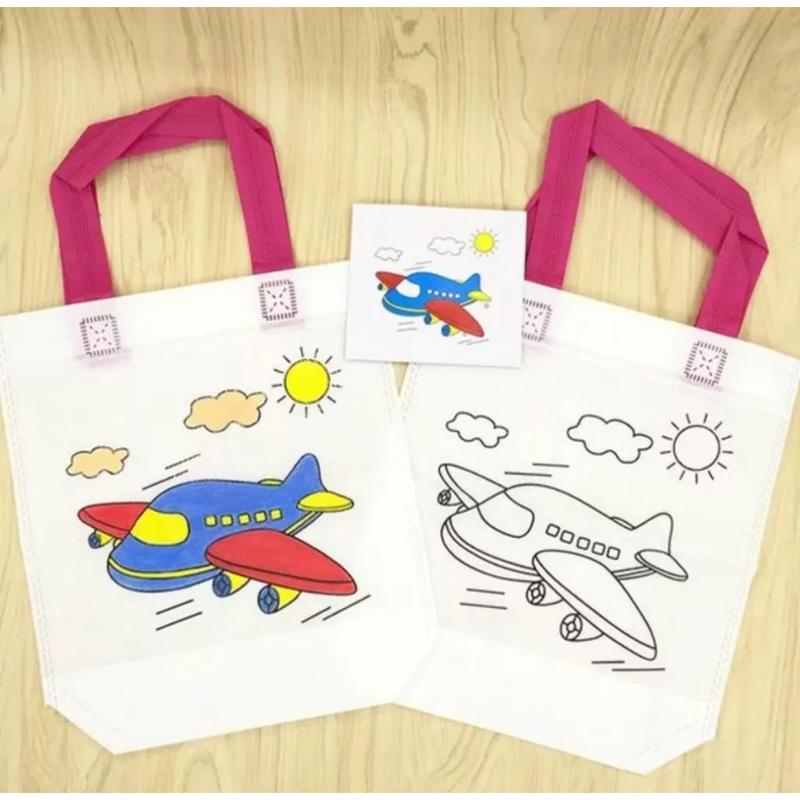 Party Supplies Children Canvas Tote Bag Colouring Kit 4