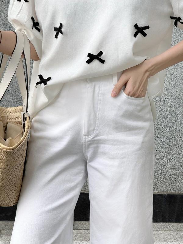 Áo Kiểu Nữ Thuongboo Chất Linen Mềm Mại Thoáng Mát Thiết Kế Xu Hướng Coquette Với Hoạ Tiết Nơ - Kelly Top 4
