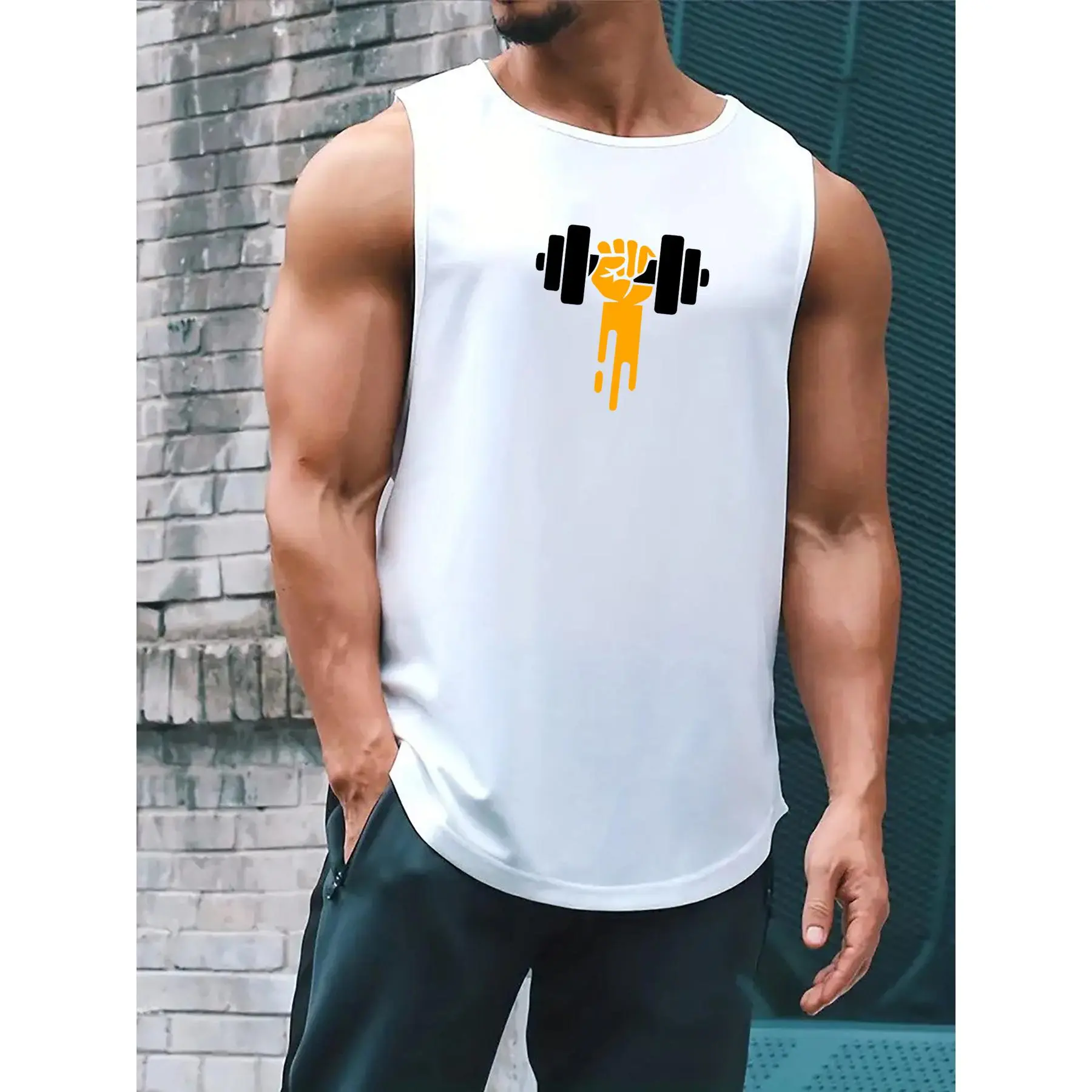 Men's Summer Fashion Muscle Tank Top - Breathable, Sweat-Wicking & Quick-Dry for Gym, Basketball & Training | Casual Round Neck Sleeveless Shirt