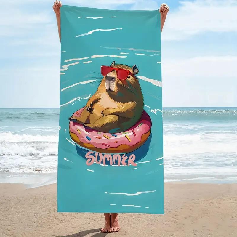 Donut Pattern Beach Towel, Creative Pattern Lightweight Beach Towel, Soft Water Absorbent Towel for Camping Yoga Travel Swimming 2