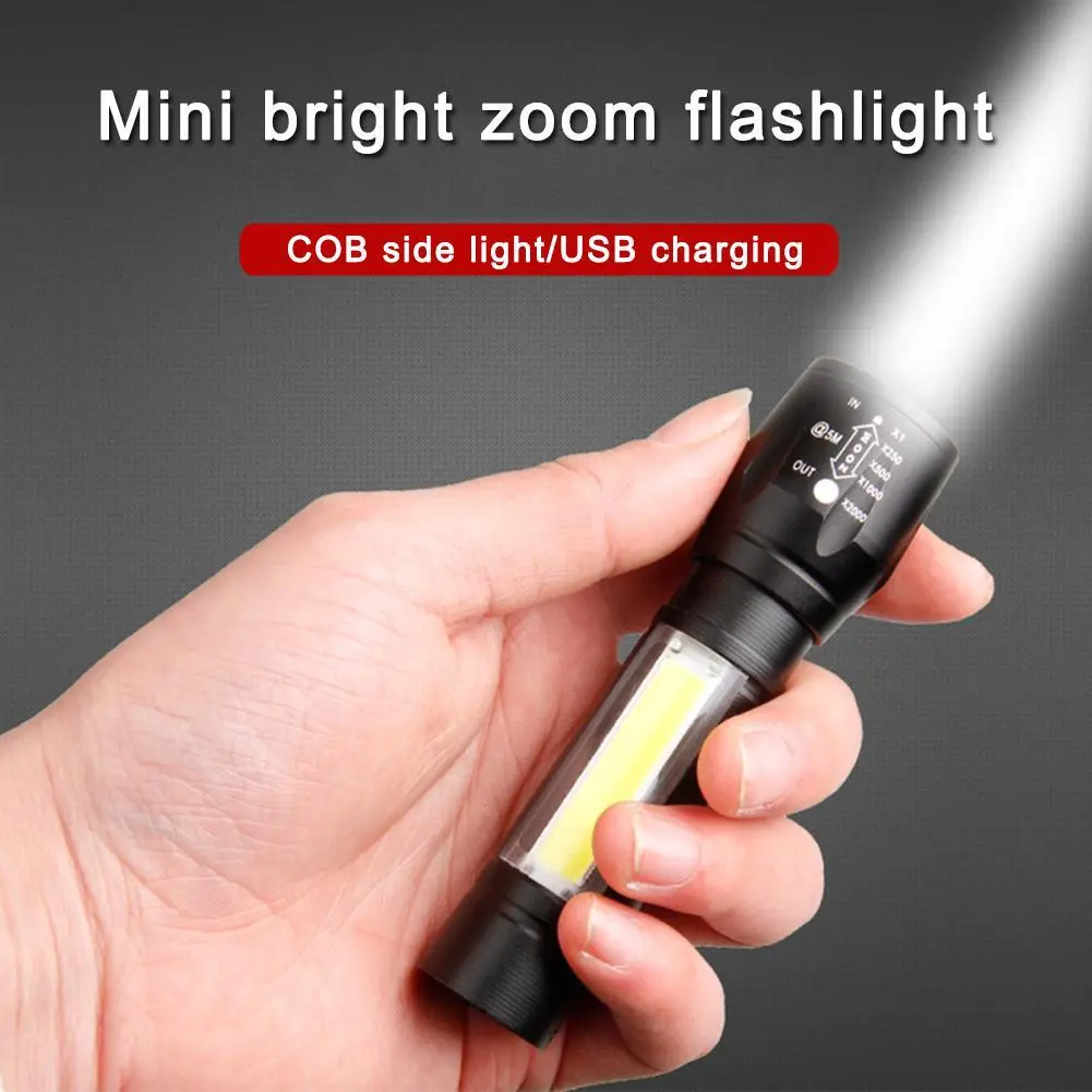 Portable Powerful LED Flashlight 18650mAh Rechargeabl Outdoor Lighting LED Flashlight Fishing Hunting Flash Lights Include Charging Cable