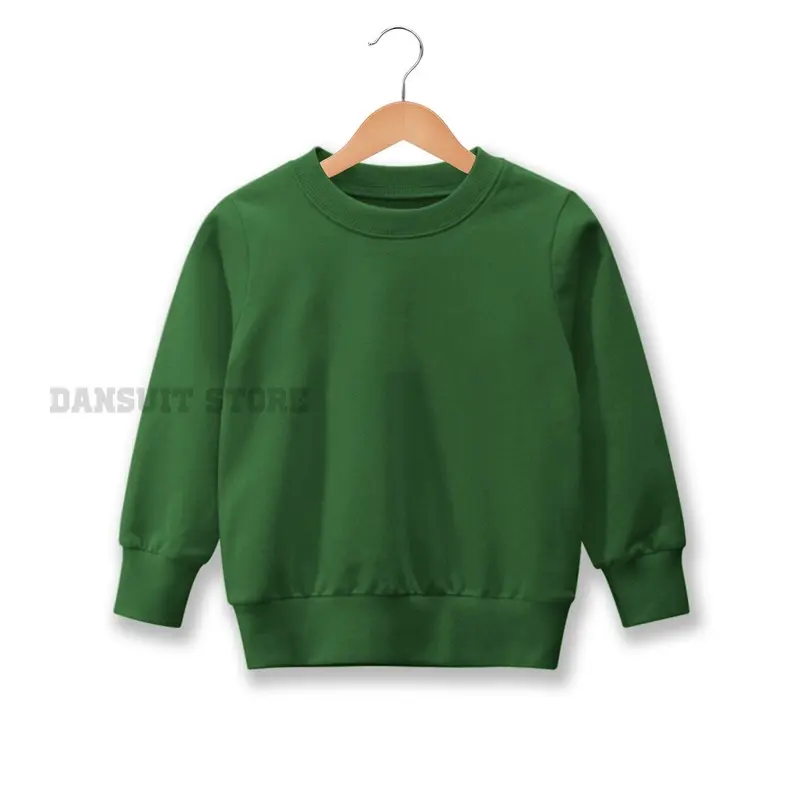 Sweater Polos Anak Laki-laki/Perempuan Usia 4 - 13 Tahun Sweater Crewneck Polos Anak Bahan Tebal Fashion 3