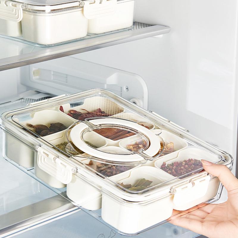 Kitchen Seasoning Box with Lid, 1 Count Multi Grid Food Storage Container, Food Storage Box for Home Kitchen, Kitchen Utensils & Gadgets 5