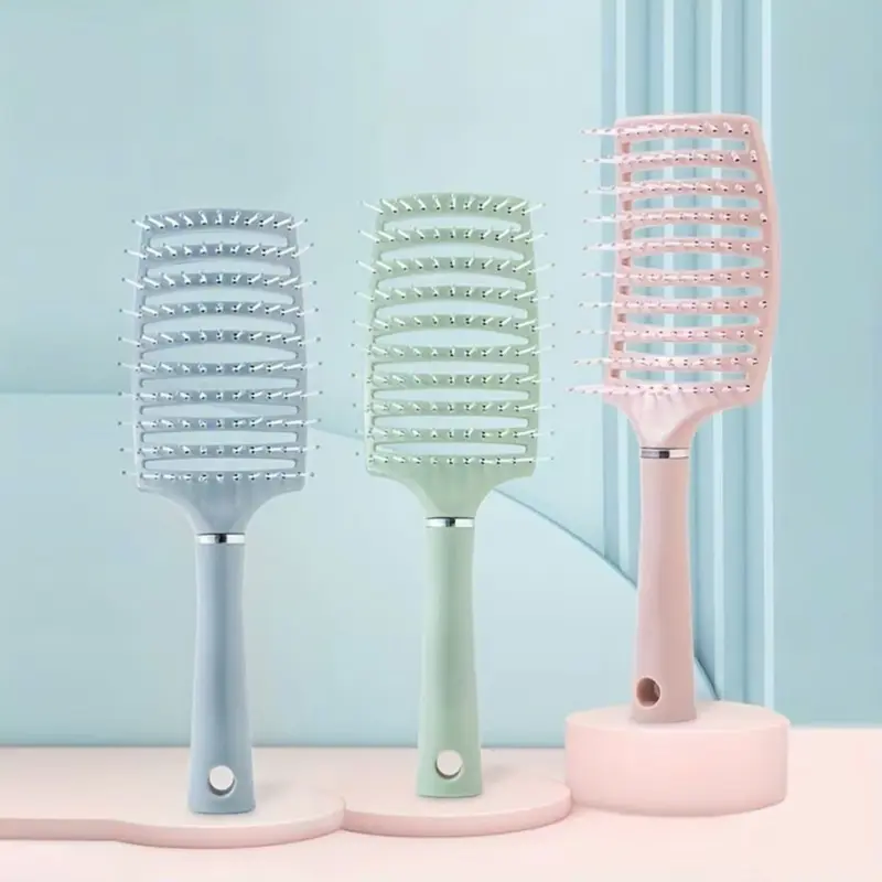 Combo 4 Lược Chải Gỡ Rối Làm Phông Tóc - Lược Bán Nguyệt Màu Trơn Pastel Siêu Xinh 0