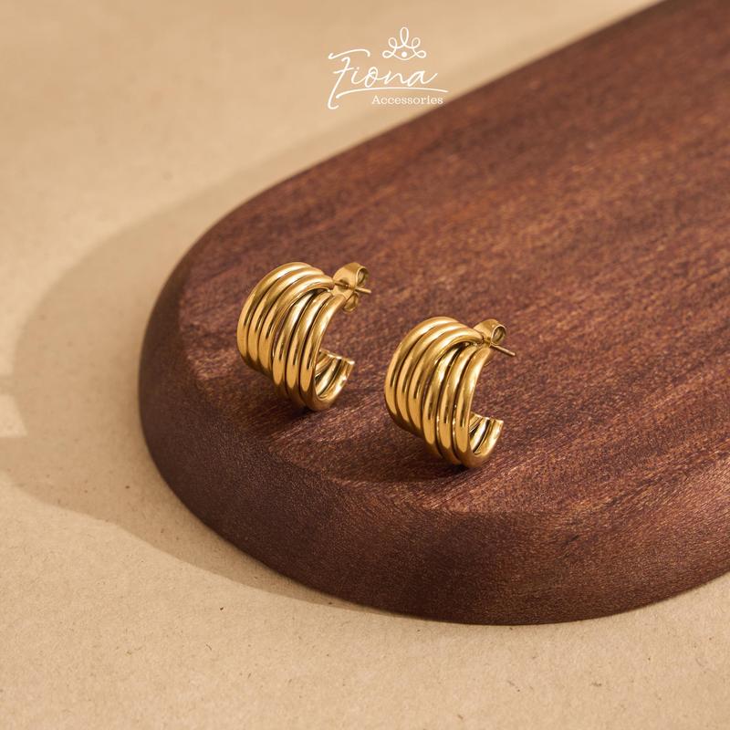 Khuyên tai bông tai nữ Cherish FIONA Titanium k đen gỉ