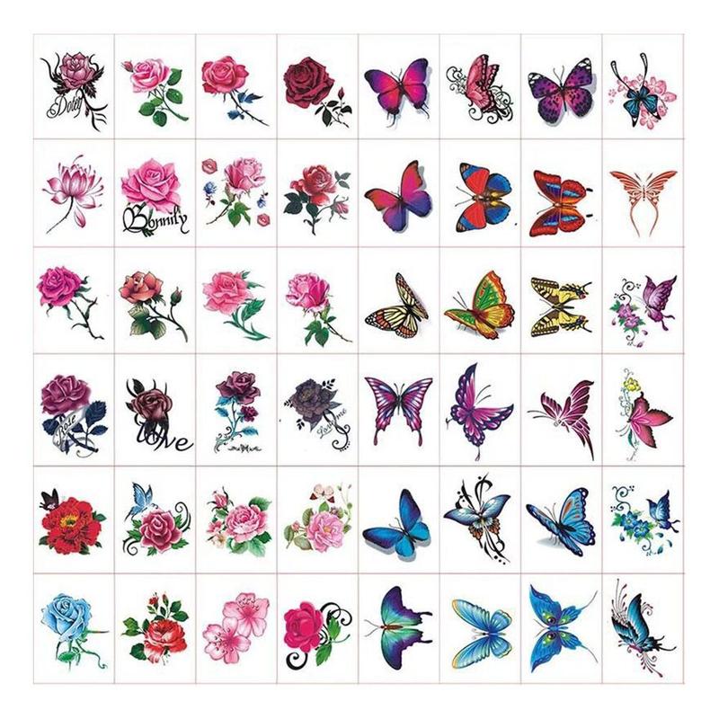 Product Introduction of 20/50pcs Waterproof Tattoo Sticker Sexy Simulation Flower Butterfly Ankle Clavicle RoseTattoo Sticker 38