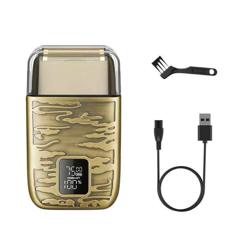 Product Introduction of USB Rechargeable Electric Shaver, 1 Box Men's Vintage Electric Shaver with Digital Display, Beard Trimmer for Men, Great for Travel, Outing, Daily Use, Christmas 0