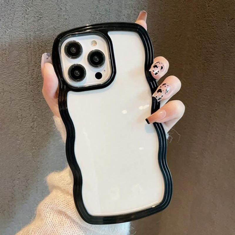Clear Wavy Edge Design Phone Case, 1 Count Decorative Phone Protector Cover, Phone Accessory Compatible With iPhone 3