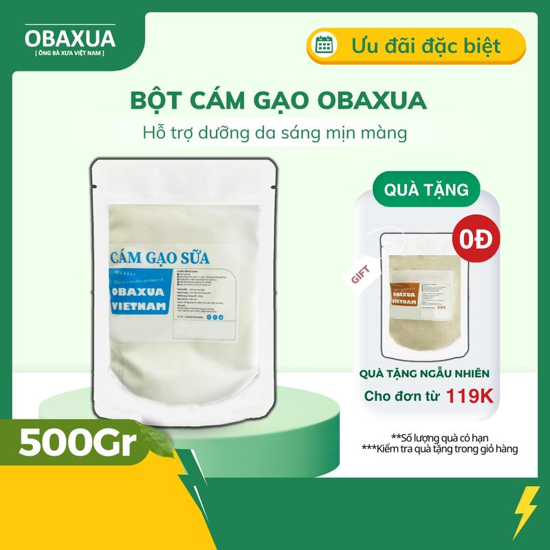 Bột cám gạo Obaxua 500Gr - Mặt nạ làm đẹp da bột cám gạo đắp mặt hỗ trợ dưỡng sáng da