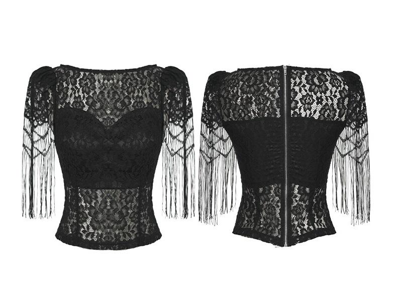 Product Introduction of Áo Sơ Mi Ren Thiết Kế Hotie Kiểu Pháp, Tay Áo Tua Rua Nhìn Xuyên Thấu, Hàng Mới Về, 20504 Nữ Top Women Shirt Umi 4