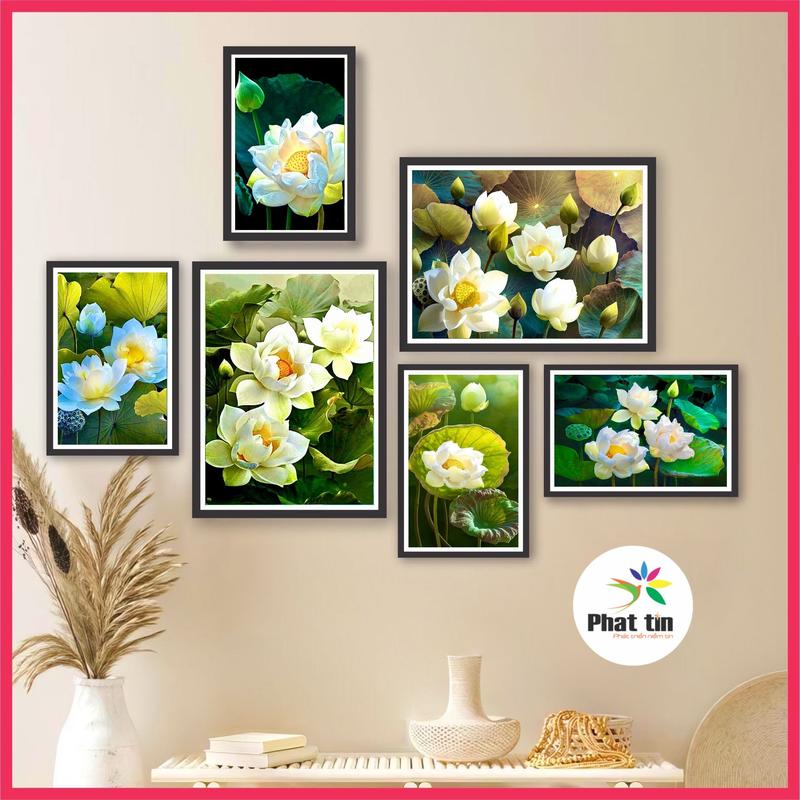 Tranh hoa sen, tranh phật, tranh dán tường, trang trí phòng thờ, phòng khách, tranh decor Phát Tín, tranh formex có sẵn keo dán