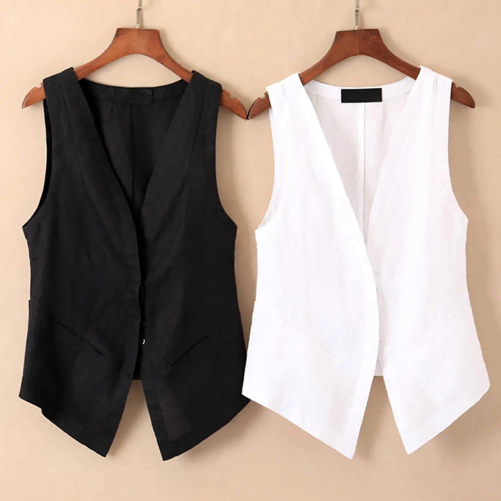 Áo Ghi Lê Nữ, Cổ Chữ V Sâu, Không Tay, Màu Trơn Dáng Rộng Vừa Vặn, Một Hàng Cúc, Áo Cardigan Mềm Mại Và Thoáng Khí, Thích Hợp Cho Mùa Xuân Và Mùa Thu, Áo Khoác Nữ
