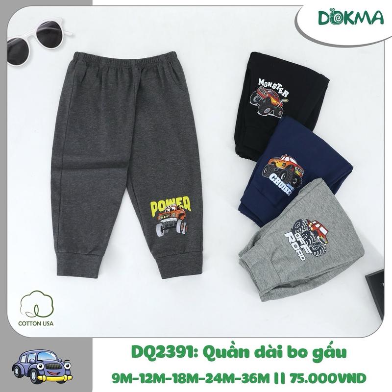 DOKMA - Quần dài bo ống vải cotton cho bé trai 5