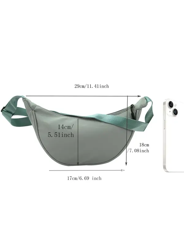 Women's Dumpling Shaped Underarm Bag, Casual Simple Solid Color Hobo Bag, Fashionable Nylon Crossbody Bag with Adjustable Strap for Daily Used 5
