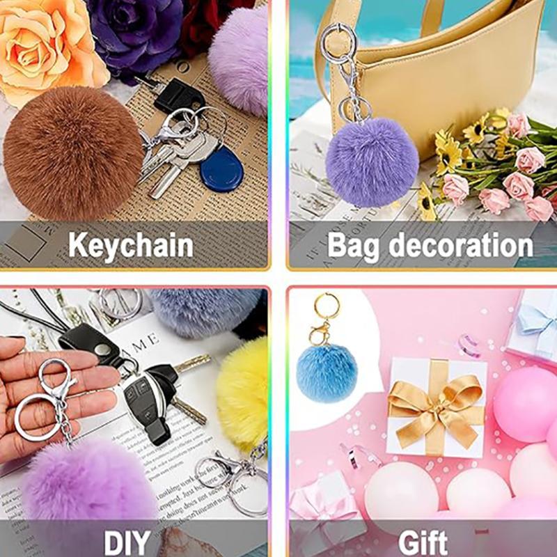 Mixed Color Plush Ball Keychain Making Materials Set, 80pcs/set DIY Jewelry Making Supplies for Women & Teenager, DIY Jewelry Making Accessories 3
