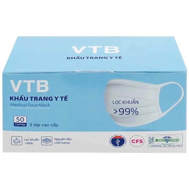 Product Introduction of ￼Khẩu trang y tế VTB màu trắng 3 lớp hỗ trợ ngăn khói, bụi, kháng khuẩn (50 cái) 17