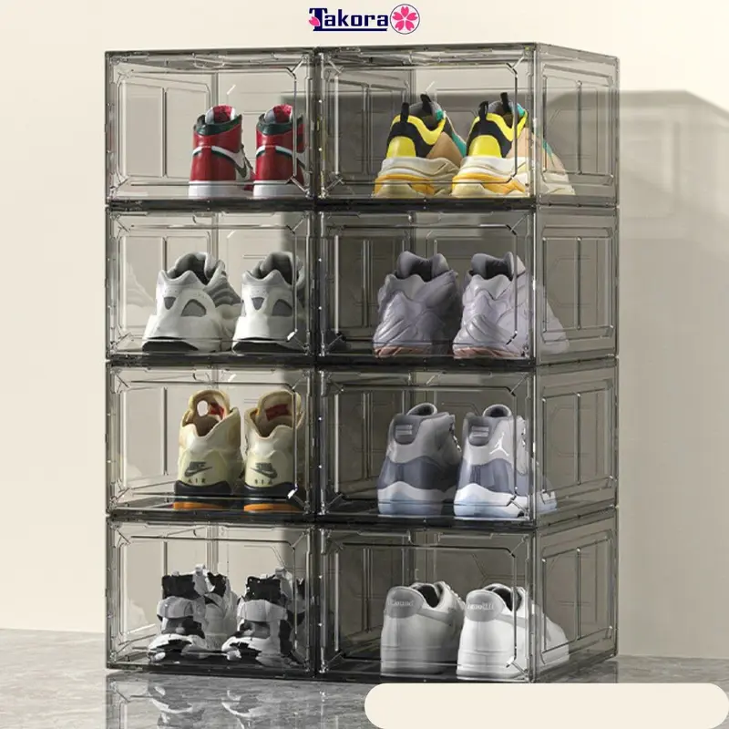 Hộp đựng giày dép nhựa cứng nắp mica của nam châm size lớn - Takora 0