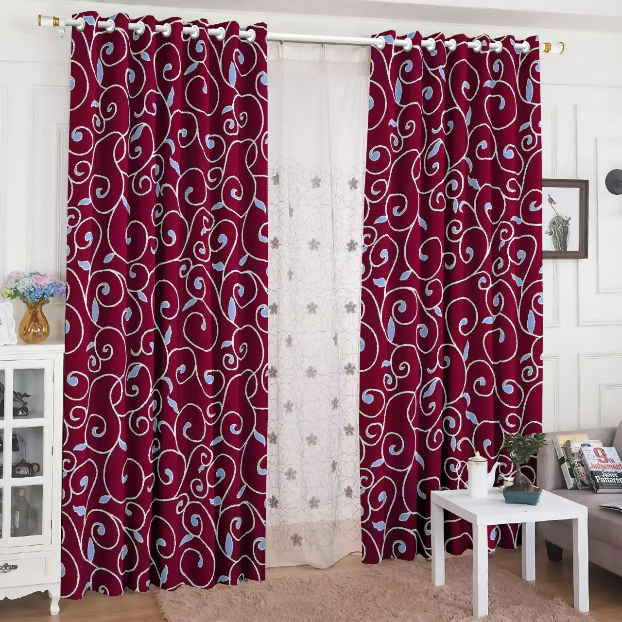 WH.New 140 x 210 cm semi blackout removable ring curtain (1pcs only)