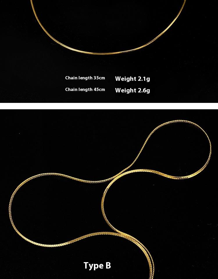 Product Introduction of Gold-plated necklace for women, simple plain chain, snake bone chain, box pearl, European and American pendant, single chain miduoduo 6