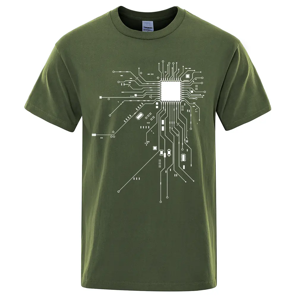 CPU Processor Circuit Diagram T Shirt Men Summer T-shirt Men's Funny Tops Fashion Tees Homme Brand Unisex Clothes C99
