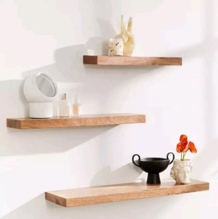 RAK HIASAN DINDING 3 SUSUN 30cmx30cmx40cm 3 SUSUN Rak Piring Kayu 6