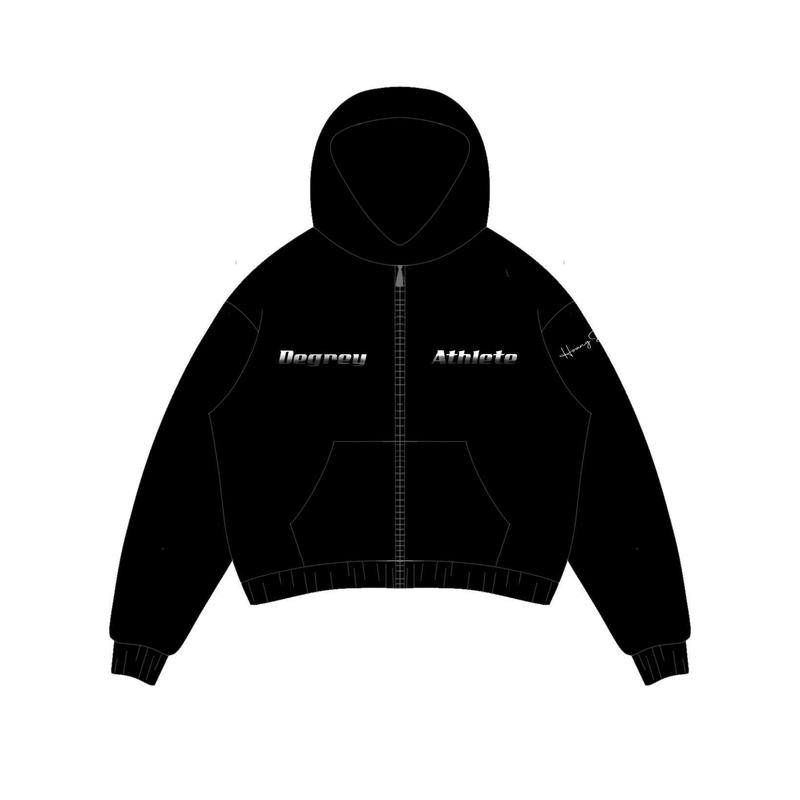 Hoodie Zip Degrey Athlete màu đen thiết kế thời trang thể thao nam nữ - HDZD