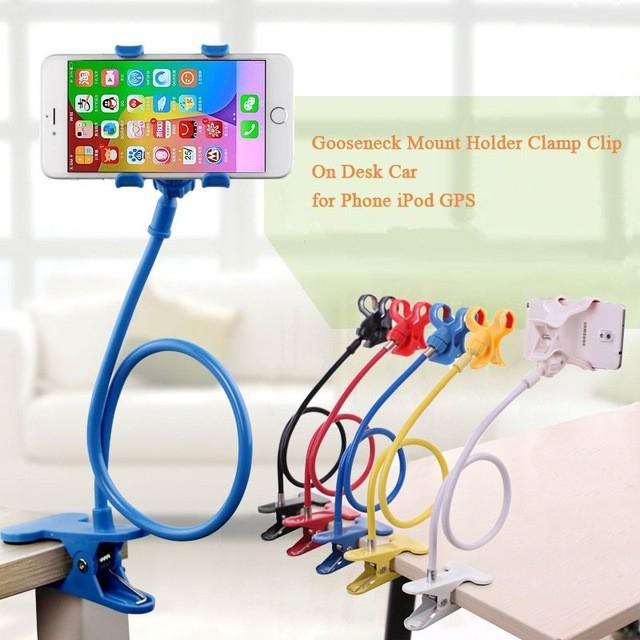 Product Introduction of Adjustable Flexible Lazy Bone Holder Phone Brackets Metal Plastic Durable Bed Desk Base Clips Accessories Black 1