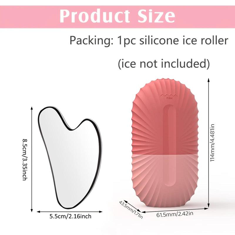 Spring Silicone Ice Face Roller & Stainless Steel Gua Sha Tool Set with Storage Bag, Skin Care Tool Beauty Set, Face Lifting Massage Tool, Ice Facial Cube, Comfort Korean Skincare Tools for Women Gifts, Christmas Gift 1