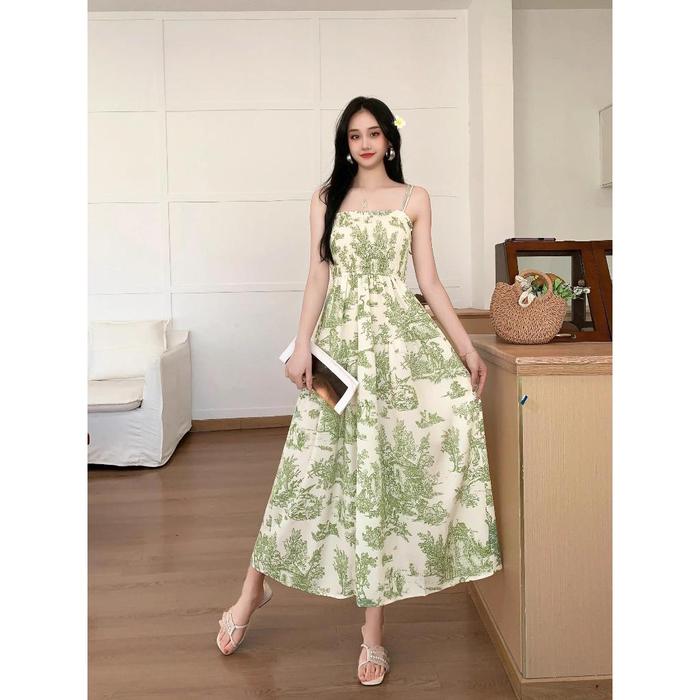 Promo 25026 sage green sleeveless bohemian long dress for woman party korean  floral summer beach dress plus size - 25026-green, XS - Kota Administrasi  Jakarta Utara - Yimita1209 | Tokopedia