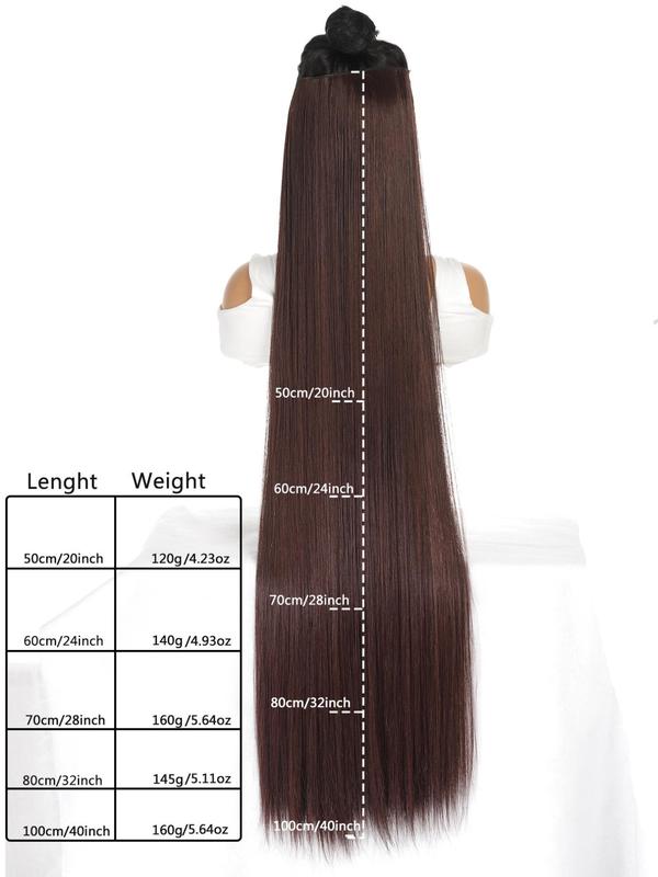Natural Straight Hair Extension, Long Straight Synthetic Clip-in Hair Extensions, Heat Resistant Synthetic Hair Extension for Women 1