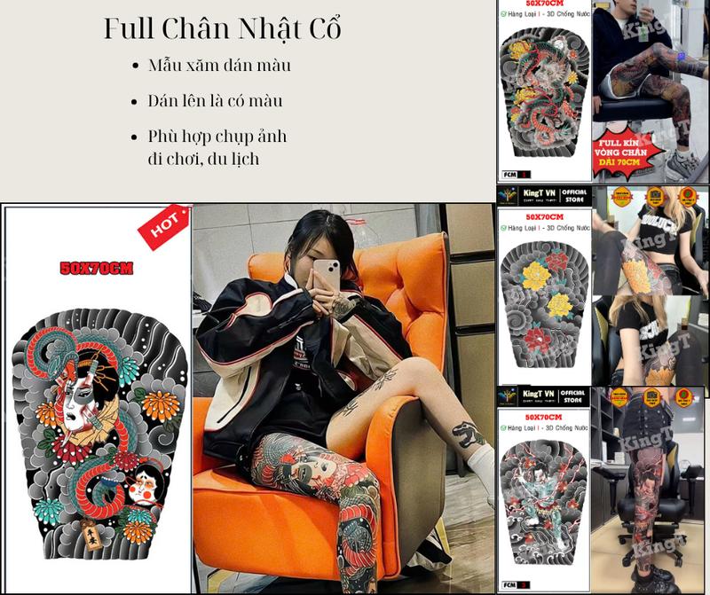 [ BST Hình  Full Chân Nhật Cổ ] Hình  full chân nhật cổ chống nước lưu da 4-5 ngày kích thước 50x70cm Trang Điểm Nữ xămdán Cosmetic Mỹ Phẩm tạm thời 30 xăm