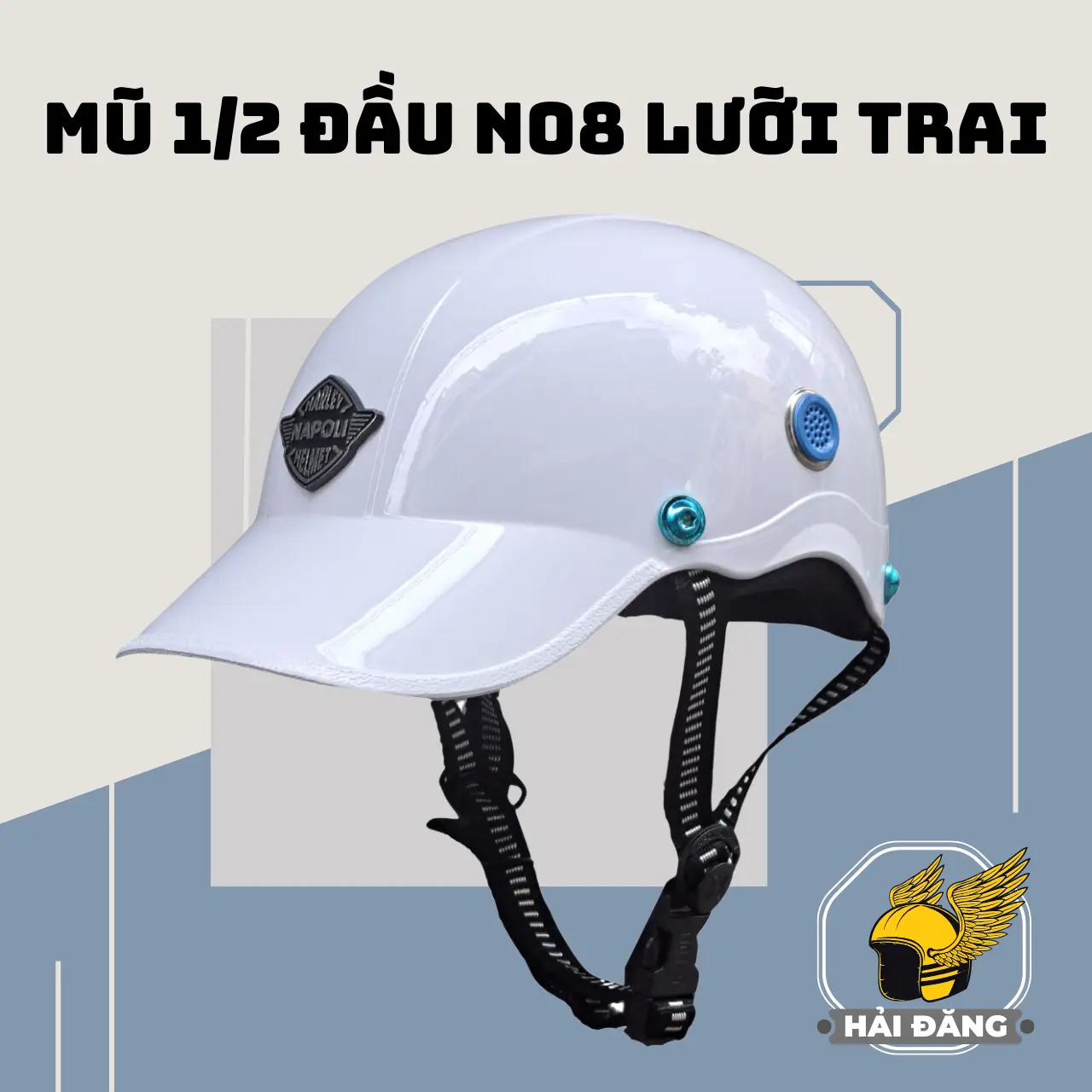 Mũ bảo hiểm nữa đầu lưỡi trai Napoli trơn N08 ỐC TITAN thời trang (FreeSize 55-58cm) - Bảo hành 1 năm