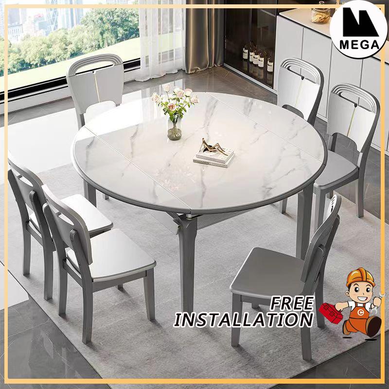 [Free Installation]Extendable Dining Table Minimalist Sintered Stone Dining Table Marble Dining Table Dining Table And Chair Set Dining Room Furniture 0