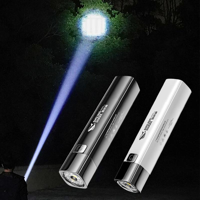 Product Introduction of 600mAh/1200mah Smiling Shark Mini LED Zoomable Flashlight COB Long Large High Floodlight 18