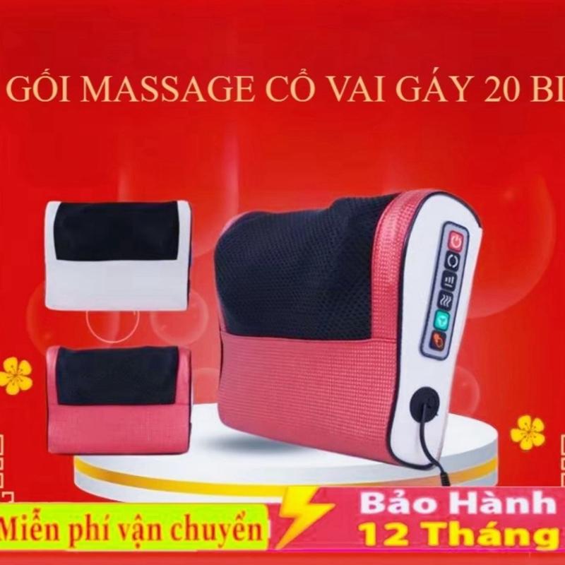 Gối massage cổ vai gáy, máy mát xa 20 bi cao cấp -