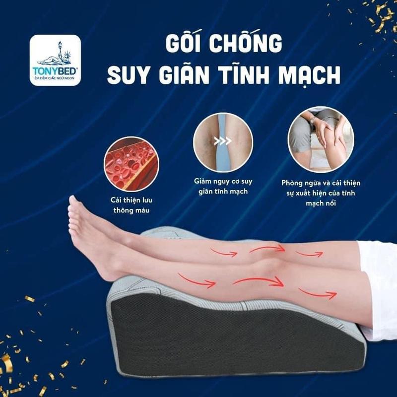Gối Chống Suy Giãn Tĩnh Mạch️‍, Gối Kê Gác Chân Chống Suy Giãn Tĩnh Mạch Tốt Cho Sức Khỏe, Thương Hiệu Tonybed Cao Cấp Chính Hãng _ Nemtot Bedding