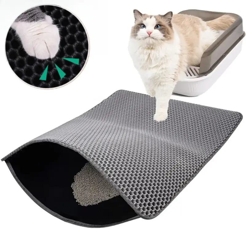 AimayaPet Karpet Litter Box Kucing Keset Pasir Kucing Pet Litter Mat Foldable Double Layer EVA Besar/ Lapisan Ganda Lipat Pet Litter Mat