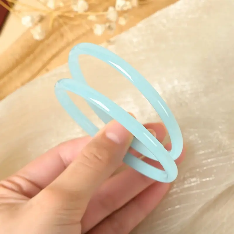 Vòng Tay Leng Keng, Chất Liệu Thủy Tinh Giả Ngọc Bích, Đơn Giản Và Thanh Lịch, Thiết Kế Bước Bước Nhỏ, Phong Cách Cấm, Phụ Kiện Hanfu, Vòng Tay Leng Keng, Vòng Tay 4