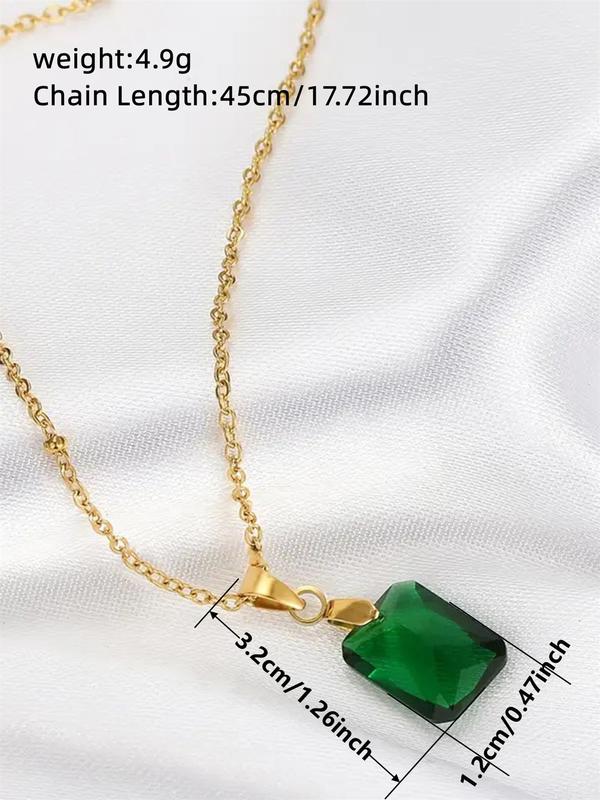 Elegant Artificial Gemstone Decor Pendant Necklace for Women & Girls, Fashion Jewelry for Party, Daily Neck Decor, Trendy All-match & Exquisite Jewelry for Birthday Gift 1